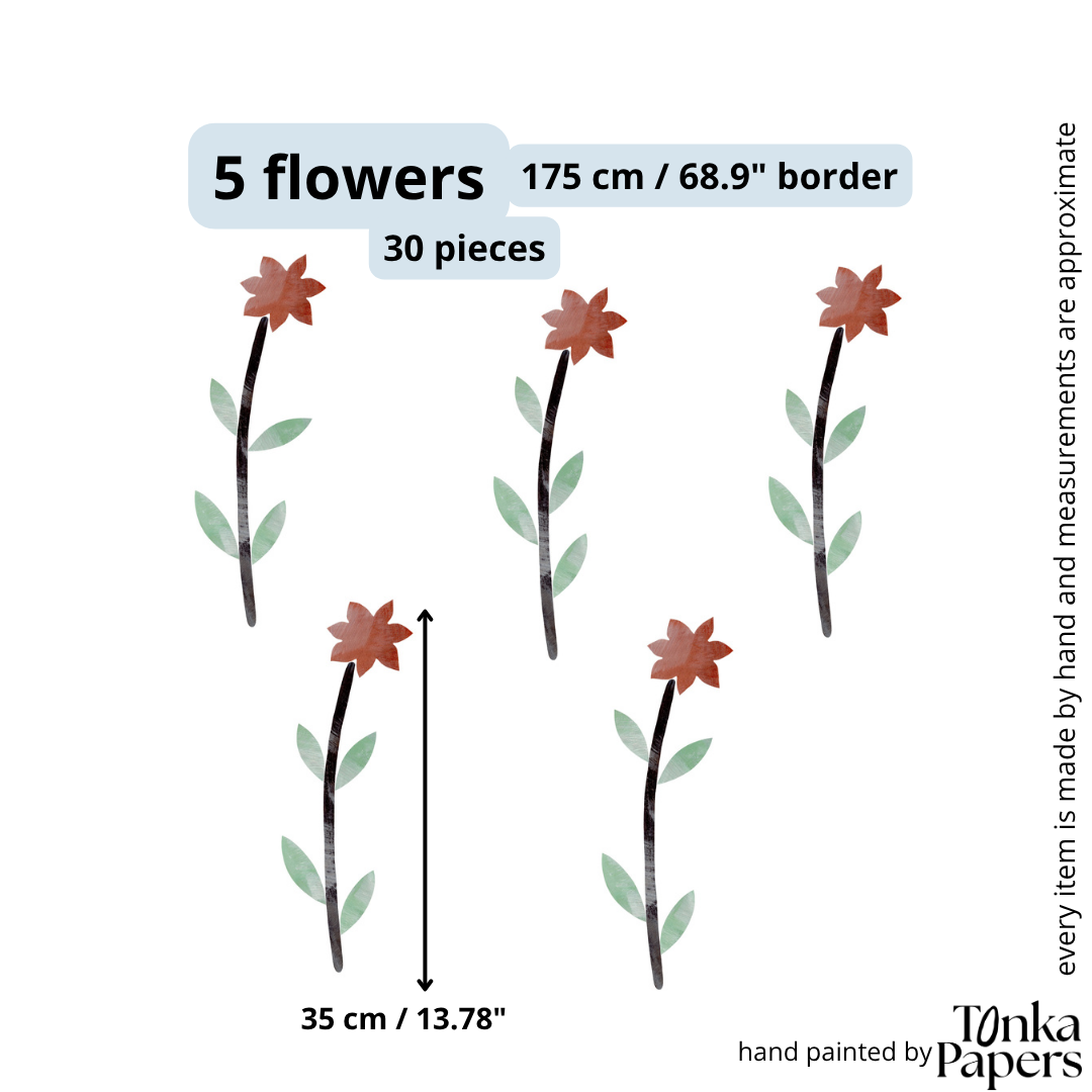 LONG-STEMMED FLOWER wallpaper border