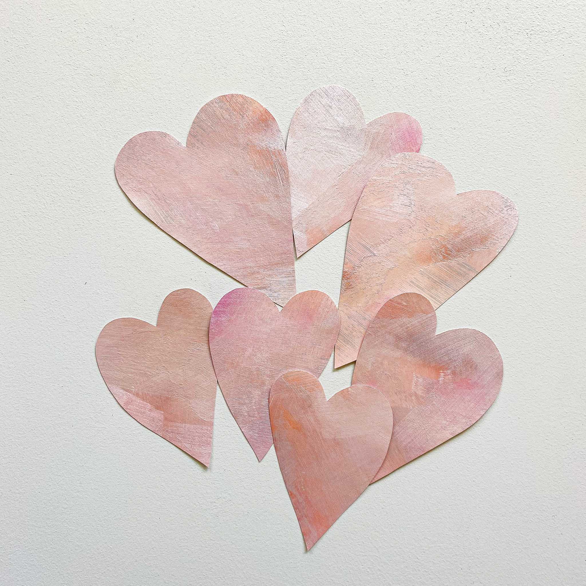 HEARTS pink heart wall stickers - large set
