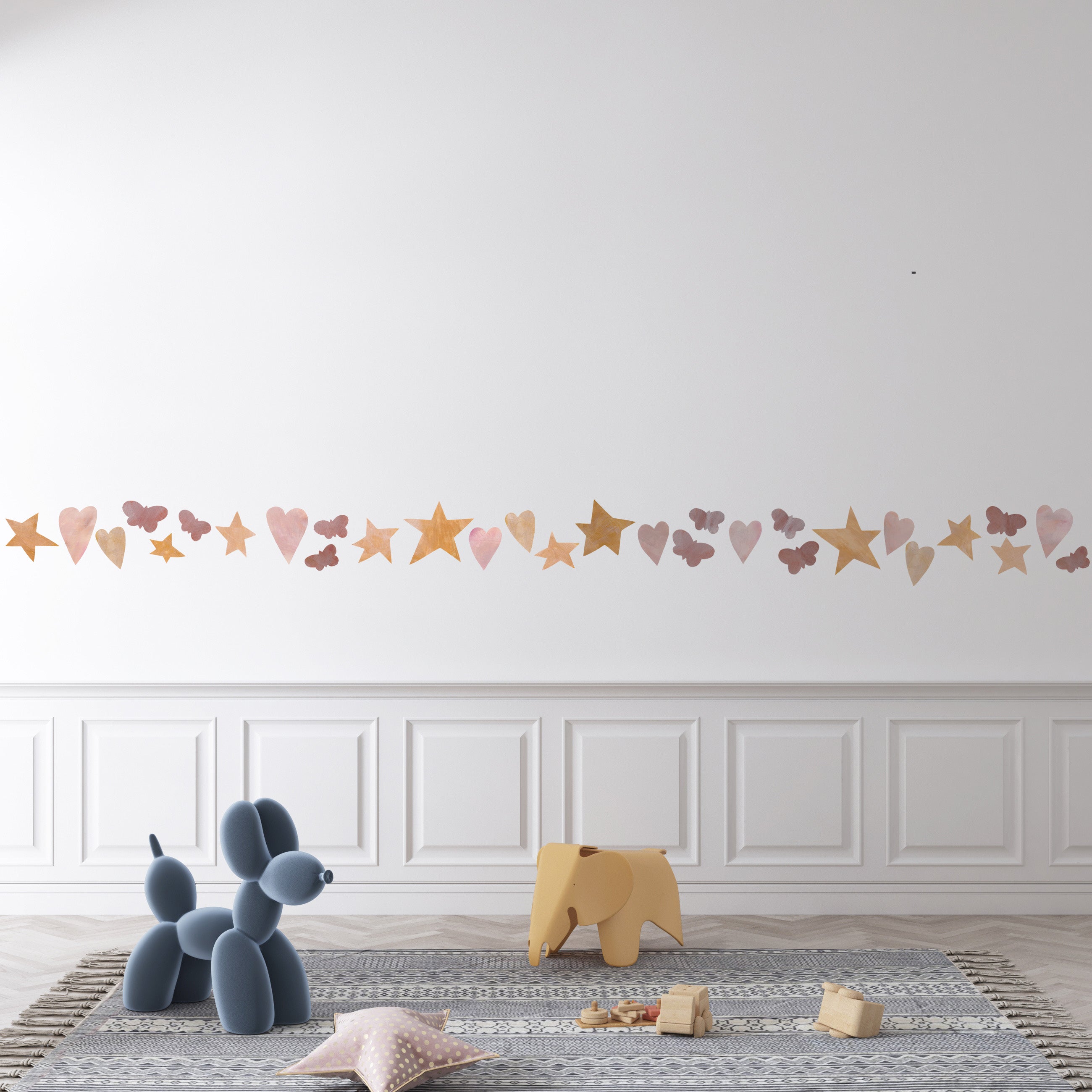 hjerter og stjerne wall sticker i pigeværelse