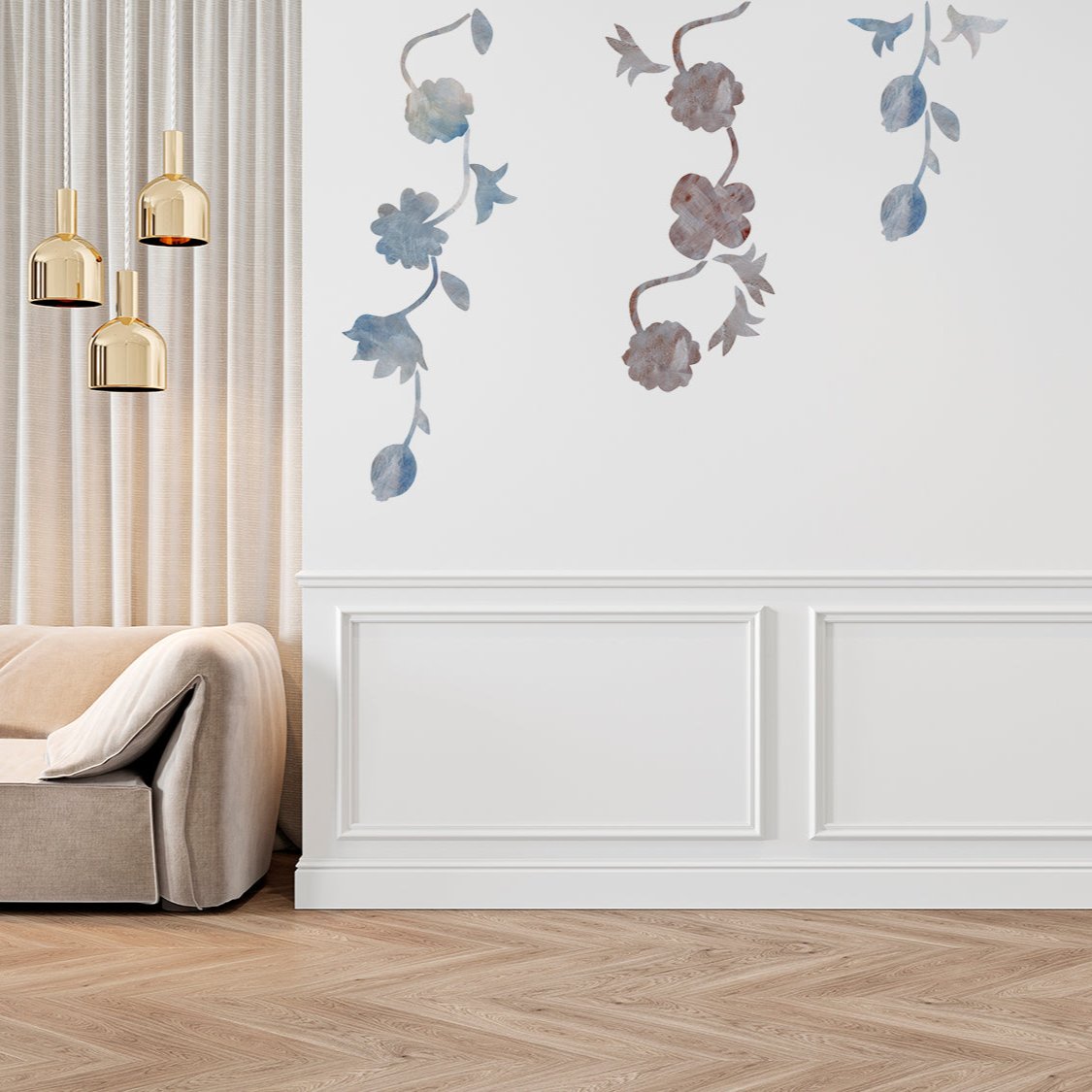 beige vægdekoration i stue